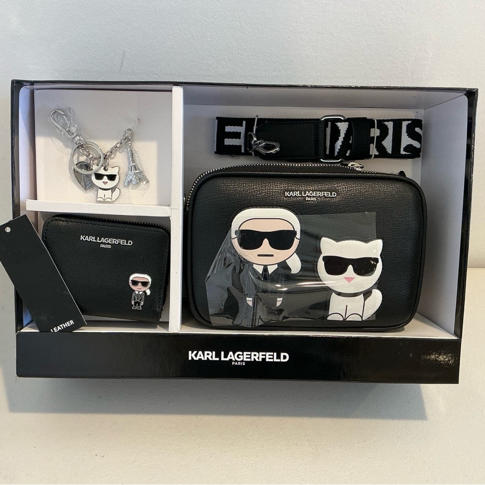 Karl Lagerfeld Paris Gift Set 3 pcs Wallet Purse & Key Chain
